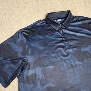 Pins & Aces Golf Co. Polo Men 3XL Performance Shirt Blue Camo Wicking Stretch